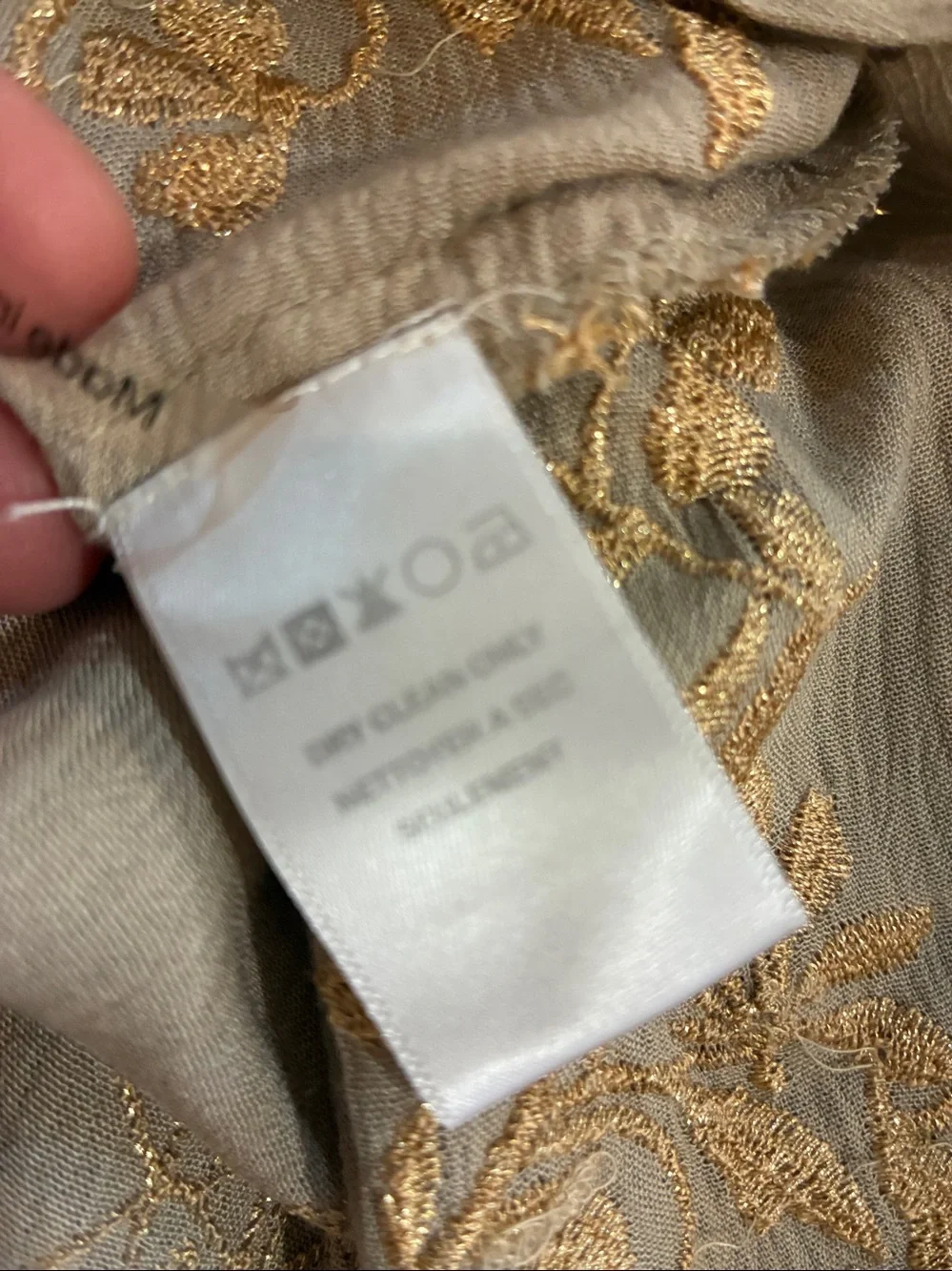 Hale Bob Leighton Taupe & Gold Maxi Dress with Lace Trim - Picture 8 of 8